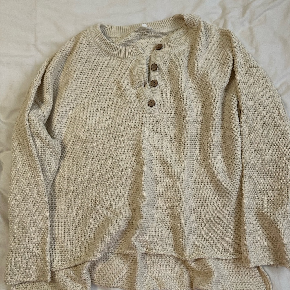 Cozy Cream Button-Up Sweater